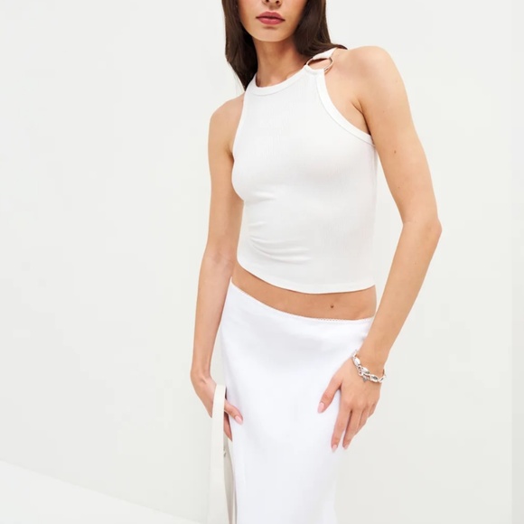 White Tank Top With Gold Detail - Picture 1 of 4